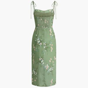 Floral Chiffon Midi Dress in Y2K Style - Perfect for Coquette Aesthetic Outfits