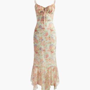 Floral Chiffon Ruffle Cami Dress - Y2K Aesthetic Cute Summer Outfit for Stylish Women