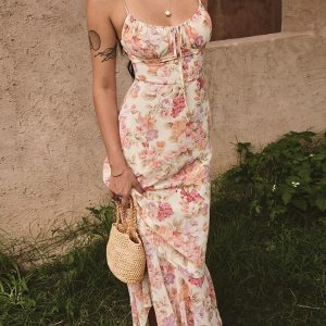 Floral Chiffon Ruffle Cami Dress - Y2K Aesthetic Cute Summer Outfit for Stylish Women