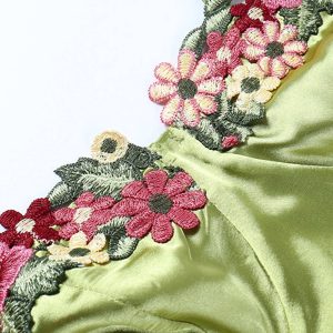 Floral Embroidery Solid Color Cami Dress - Y2K Aesthetic Cute Summer Outfit