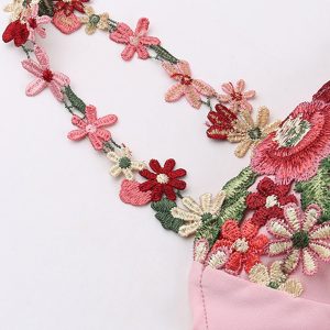 Floral Embroidery Y2K Strappy Dress for Coquette Aesthetic and Cute Outfits