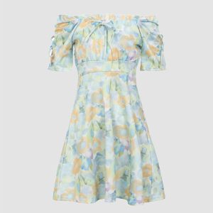 Floral Fields Y2K Tea Dress - Cute Coquette Aesthetic for Effortless Style