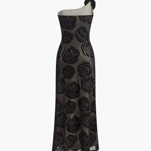 Floral Jacquard Asymmetrical Dress - Y2K Aesthetic Fashion for Chic Outfits