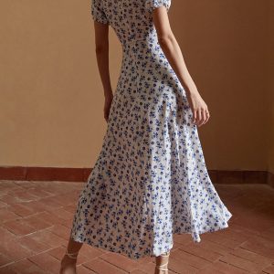 Floral Knotted Split Maxi Dress - Y2K Aesthetic Boho Style for Effortless Chic Looks