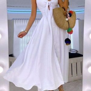 Floral Lace-Up Halter Dress - Sexy Y2K Aesthetic Long Dress for Trendy Women