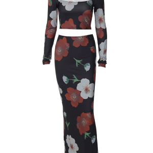 Floral Matching Suit Set: Y2K Summer Sexy Tank Top & Maxi Skirt for Trendy Women