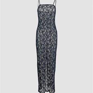 Floral Mesh Maxi Dress - Y2K Aesthetic Boho Style for Effortless Chic Looks