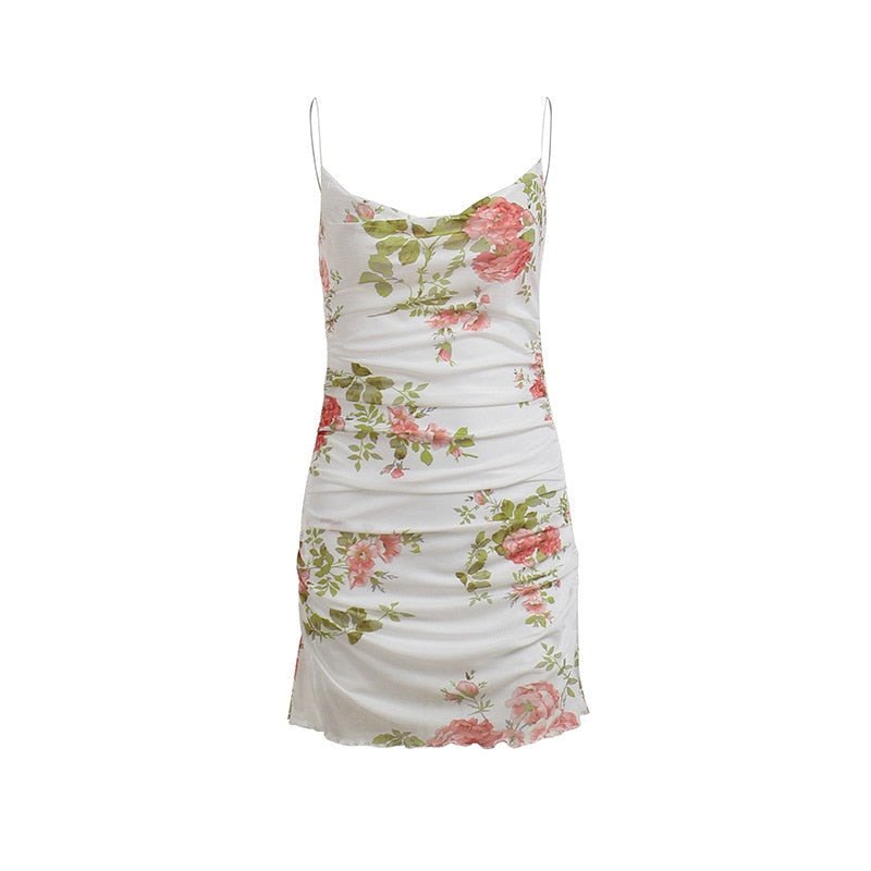 Floral Mini Dress in Y2K Aesthetic - Trendy 2000s Summer Fashion for Effortless Style