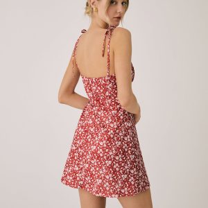 Floral Open Back Cami Dress - Y2K Aesthetic Short Dress for Cute Summer Outfits