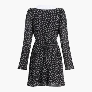 Floral Peter Pan Collar Dress in Y2K Style - Cute Coquette Aesthetic Outfit