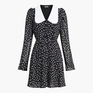 Floral Peter Pan Collar Dress in Y2K Style - Cute Coquette Aesthetic Outfit