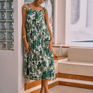 Floral Pleated Knotted Midi Dress - Y2K Aesthetic Chic for Effortless Style