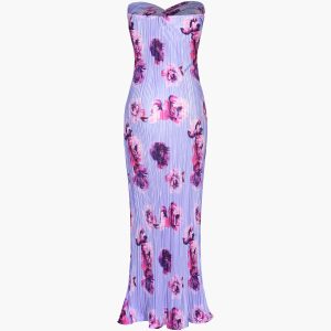 Floral Plisse Twist Tube Dress - Y2K Aesthetic Maxi for Effortless Coquette Style