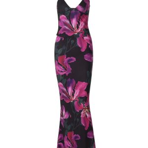 Floral Print Backless Camisole Midi Dress Set - Y2K Aesthetic Party & Club Outfit