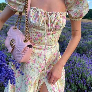 Floral Print Backless Corset Maxi Dress - Y2K Aesthetic Summer Vibes for Trendy Outfits