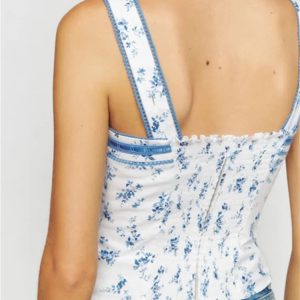 Floral Print Bow Tank Top - Fairy Grunge Y2K Aesthetic Slim Fit Crop Vest for Chic Streetwear