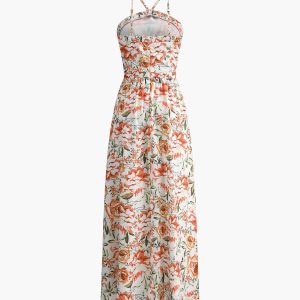 Floral Print Crisscross Maxi Dress - Y2K Aesthetic Boho Style for Effortless Elegance