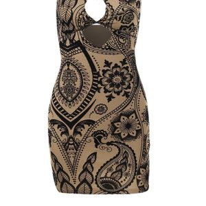 Floral Print Cutout Pack Hip Dress - Y2K Aesthetic Dress for Trendy Outfits