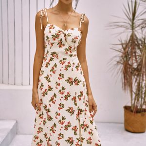 Floral Print Knotted Cami Dress - Y2K Aesthetic Cute Summer Outfit for Trendy Looks