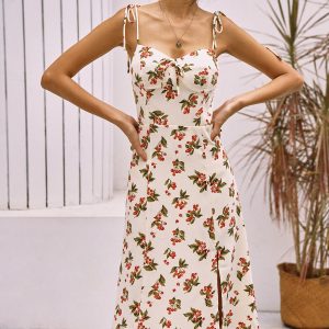 Floral Print Knotted Cami Dress - Y2K Aesthetic Cute Summer Outfit for Trendy Looks