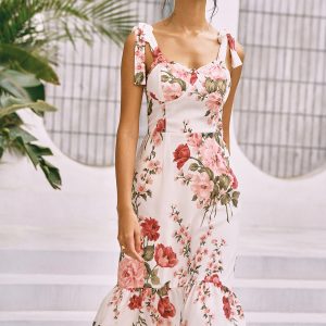 Floral Print Knotted Cami Dress - Y2K Aesthetic Cute Summer Outfit for Trendy Looks