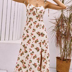 Floral Print Knotted Cami Dress - Y2K Aesthetic Cute Summer Outfit for Trendy Looks