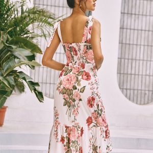 Floral Print Knotted Cami Dress - Y2K Aesthetic Cute Summer Outfit for Trendy Looks