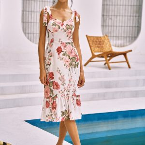 Floral Print Knotted Cami Dress - Y2K Aesthetic Cute Summer Outfit for Trendy Looks