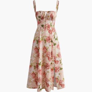 Floral Print Knotted Dress in Y2K Style - Trendy Aesthetic Dress for Every Occasion