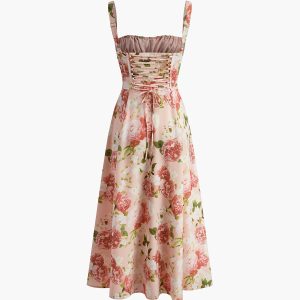 Floral Print Knotted Dress in Y2K Style - Trendy Aesthetic Dress for Every Occasion