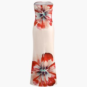 Floral Print Off-Shoulder Tube Dress for Y2K Aesthetic and Coquette Style Fashion