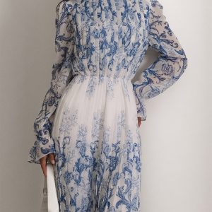 Floral Print Pleated Long Dress - Y2K Aesthetic Fashion for Effortless Style