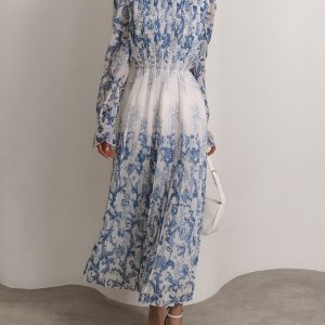 Floral Print Pleated Long Dress - Y2K Aesthetic Fashion for Effortless Style