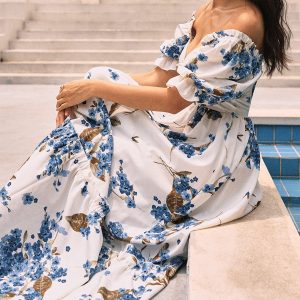 Floral Print Puff Sleeve Maxi Dress - Y2K Aesthetic Boho Style for Effortless Elegance