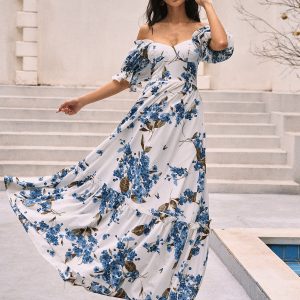 Floral Print Puff Sleeve Maxi Dress - Y2K Aesthetic Boho Style for Effortless Elegance