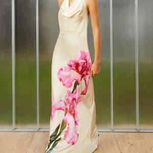 Floral Print Satin Backless Dress - Y2K Aesthetic Coquette Style for Effortless Elegance