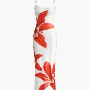 Floral Print Sleeveless Maxi Dress with Side Split for Y2K Aesthetic Outfits