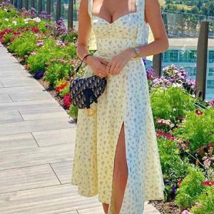 Floral Print Spaghetti Strap Backless Dress - Summer V-Neck Party & Beach Dress for Women