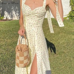 Floral Print Spaghetti Strap Backless Dress - Summer V-Neck Party & Beach Dress for Women