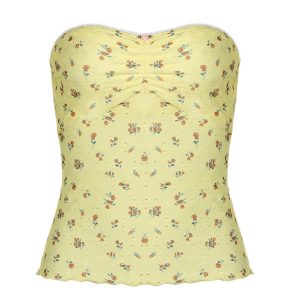 Floral Print Strapless Top in Y2K Style - Cute Coquette Aesthetic Fashion Piece