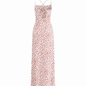 Floral Print Strappy Crisscross Long Sundress - Y2K Aesthetic Flowing Summer Dress