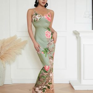 Floral Print V-Neck Sleeveless Sling Dress - Y2K Summer Cocktail Party & Streetwear Sundress