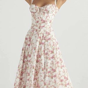 Floral Print Y2K Aesthetic Summer Dress with Short Sleeves and Spaghetti Straps for Parties