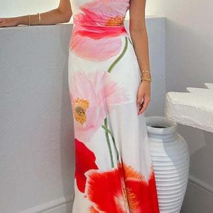 Floral Printed Backless Cami Dress - Y2K Aesthetic Summer Style for Cute Outfits