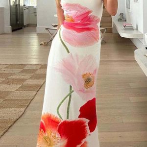 Floral Printed Backless Cami Dress - Y2K Aesthetic Summer Style for Cute Outfits