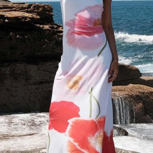 Floral Printed Backless Cami Dress - Y2K Aesthetic Summer Style for Cute Outfits