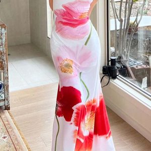 Floral Printed Backless Cami Dress - Y2K Aesthetic Summer Style for Cute Outfits