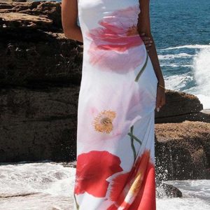 Floral Printed Backless Cami Dress - Y2K Aesthetic Summer Style for Cute Outfits