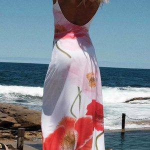 Floral Printed Backless Cami Dress - Y2K Aesthetic Summer Style for Cute Outfits