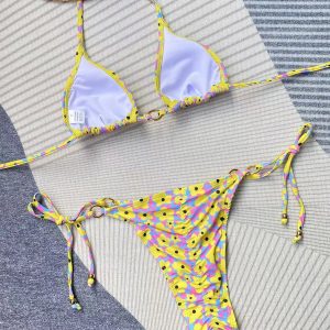 Floral Push Up Micro Bikini Set - Sexy Tie Up Thong Swimwear for Beachwear & Pool Days